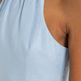 Jessie Linen Gathered Neck Dress Power Blue