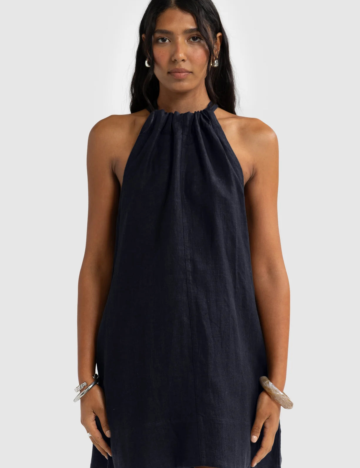 Luna Linen Mini Dress French Navy
