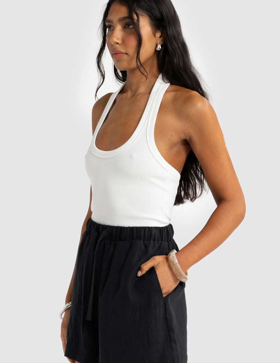 Luna Linen Shorts Black