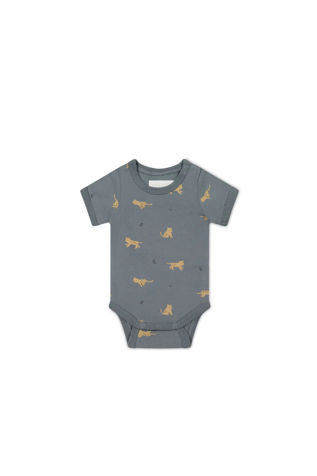 Jamie Kay - Organic Cotton Hudson Short Sleeve Bodysuit - Lenny Leopard Smoke