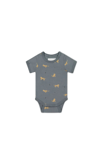 Jamie Kay - Organic Cotton Hudson Short Sleeve Bodysuit - Lenny Leopard Smoke