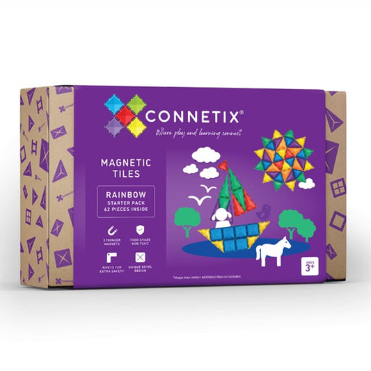 Connetix Magnetic Tiles - 62 Piece Starter Pack