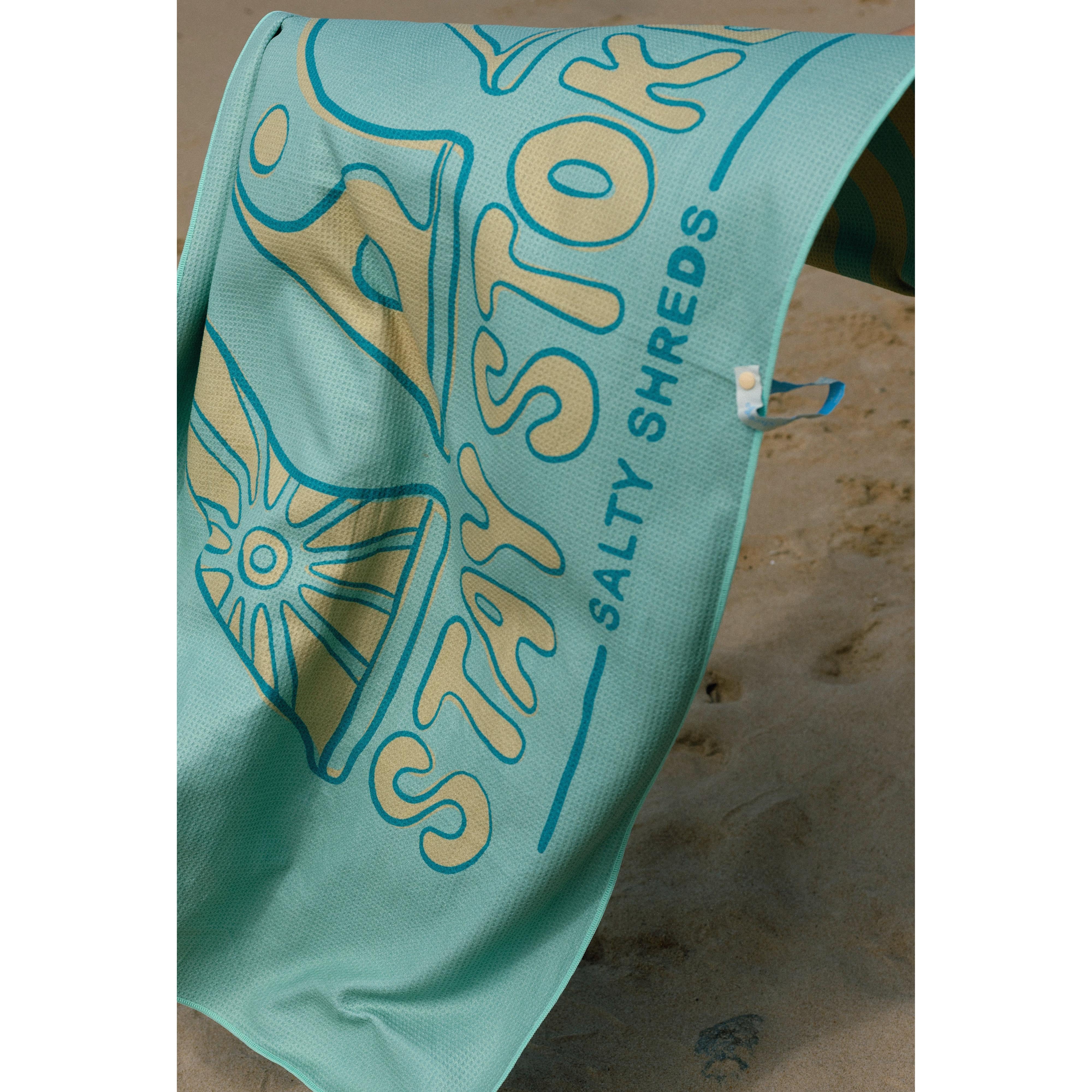 Salty Shreds - Stay stoked waffle microfiber sand free beach towel