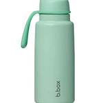 Mint green water bottle with a handle on a white background