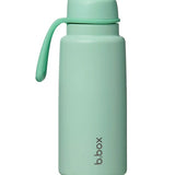 Mint green water bottle with a handle on a white background