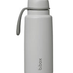 Gray water bottle with a straw lid on a white background