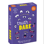 Purple box of 'Truth or Dare' game with cartoon faces and text on a white background