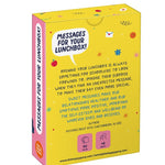 Box of 'Messages for Your Lunchbox' with colorful design and text on a white background