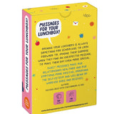 Box of 'Messages for Your Lunchbox' with colorful design and text on a white background