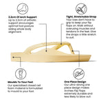 Archies flip flop with features highlighted on a white background