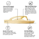 Archies flip flop with features highlighted on a white background