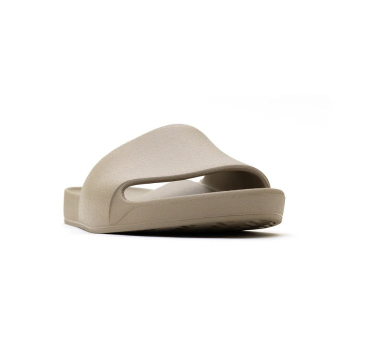 front views of taupe slides