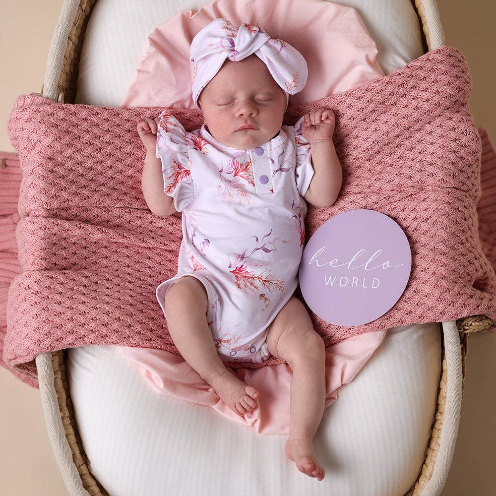 Snuggle Hunny - Coral Short Sleeve Organic Bodysuit with Frill