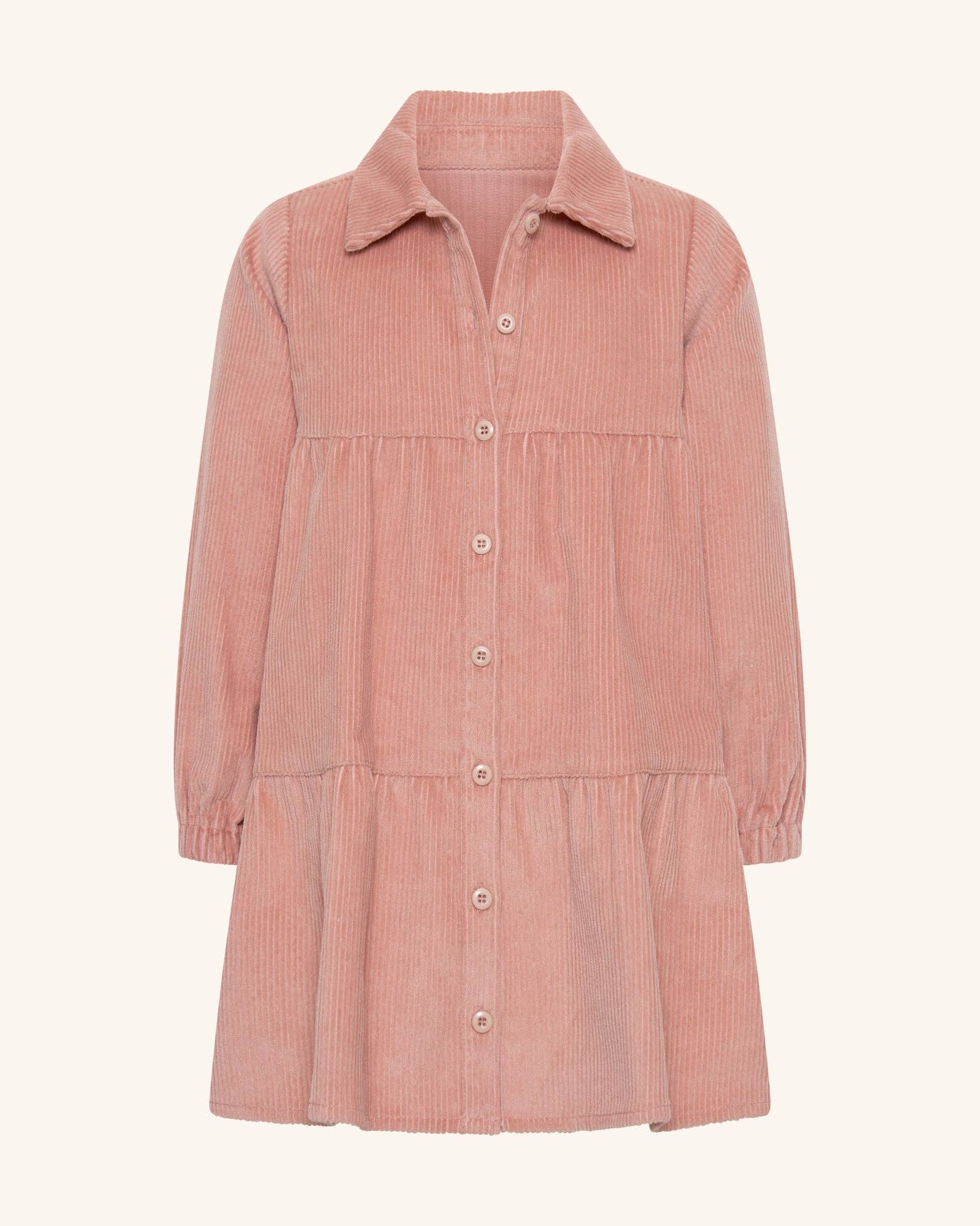 Tiny Tribe - Dusty Rose Corduroy Tiered Dress