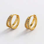 Gold hoop earrings with embedded stones 