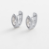 Pair of silver hoop earrings with clear gemstones small