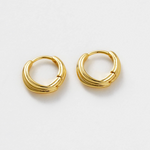 Pair of gold hoop earrings on a white background