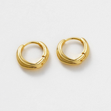 Pair of gold hoop earrings on a white background