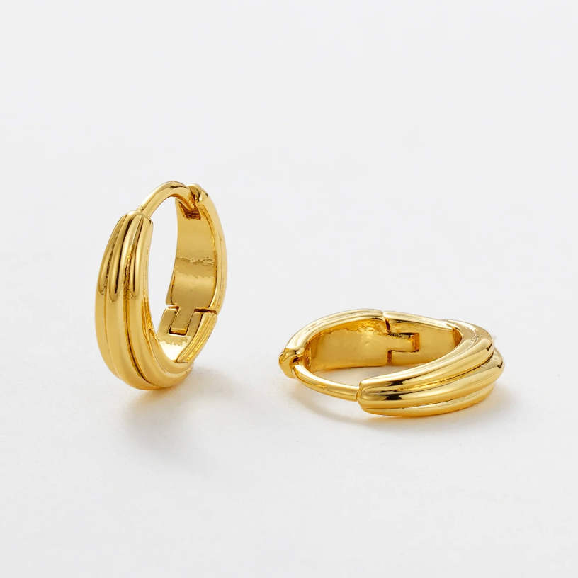 small gold huggie hoop style earring