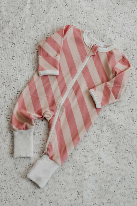 Bencer & Hazelnut - Zipsuit - Candy Pink Stripe