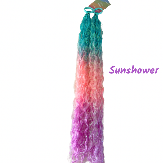Poppet Locks - Mermaid Curls Piggys - Sunshower - 22”
