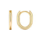 Minimal Long  Hoop Carrier Earrings in Silver Gold Plated