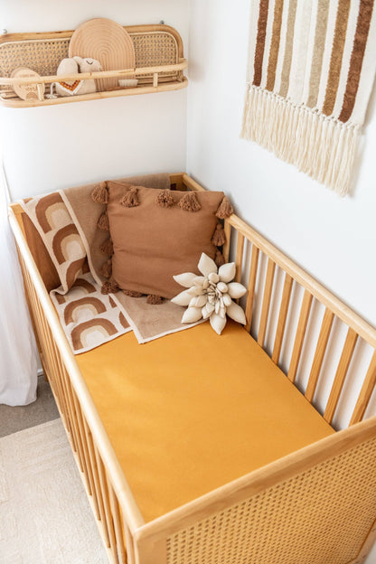 Kiin Baby - Organic Cot Sheet: Rainbow Ivory Umber