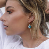 Minimal Long  Hoop Carrier Earrings in Silver Gold Plated