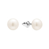 Freshwater 8mm Pearl Stud Earrings Freshwater Pearl Rhodium