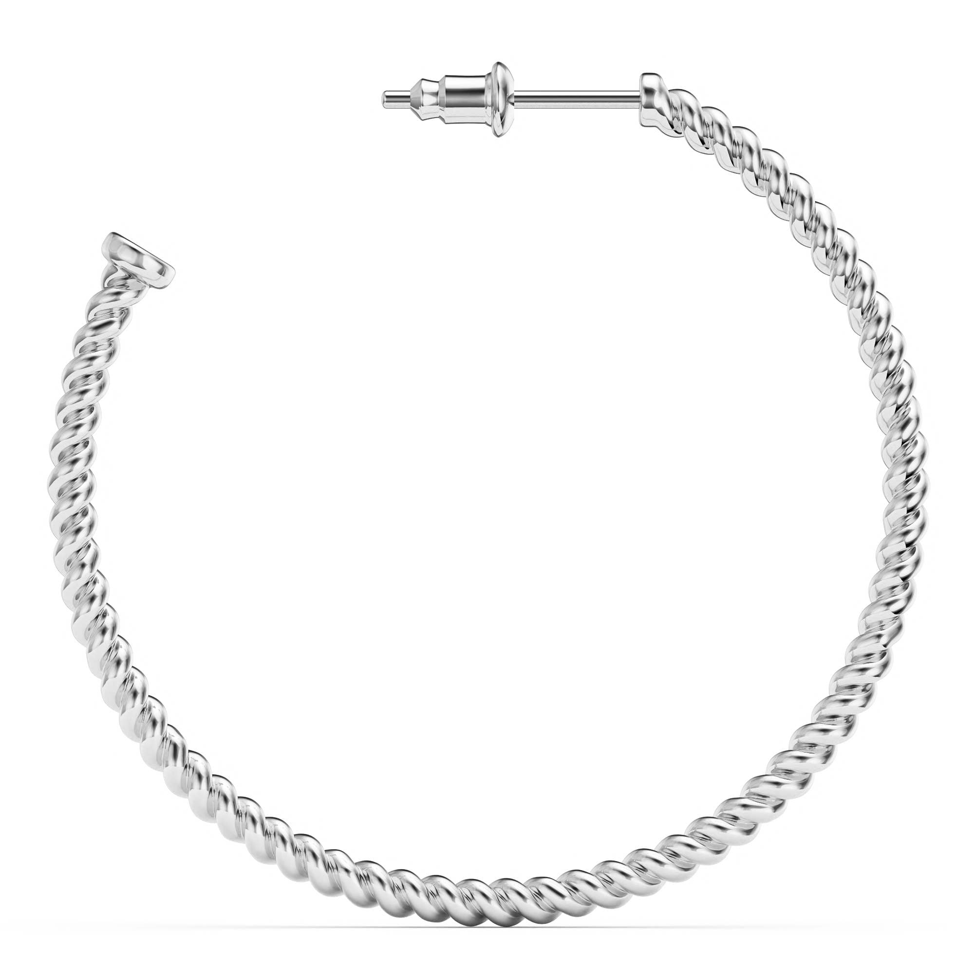 1432 R Rope Coil 40mm Mix Hoop Earrings Rhodium Plated|2-1432-R – Coast and Soul