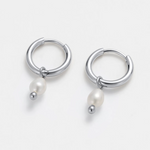 silver small hoop earring with pear detail