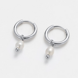 silver small hoop earring with pear detail