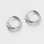 Pair of silver hoop earrings small with crystal detail