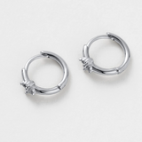 Pair of silver hoop earrings small with crystal detail