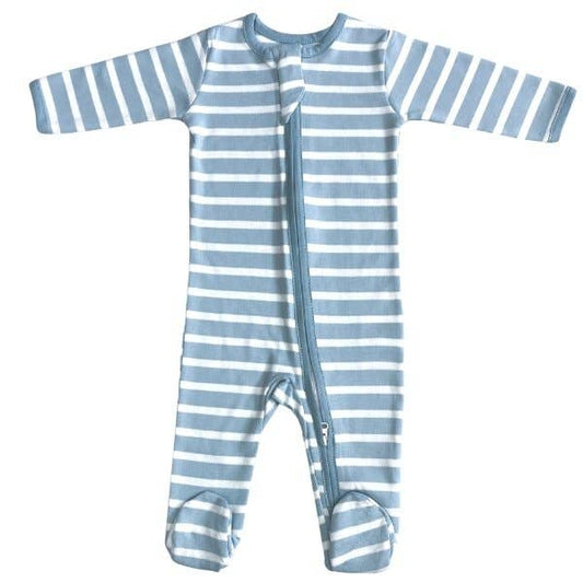 Bespoke Baby - Blue Stripe Zippy Romper: 00 | 3-6 Months