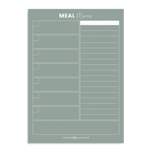 Organising Life Beautifully - Magnet | Meal Planner - Sage (A4)