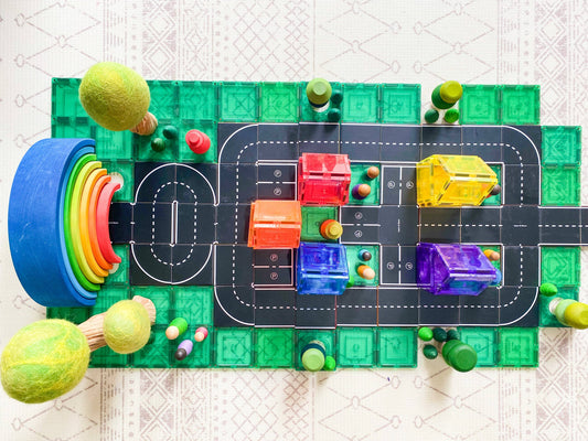 Learn and Grow Toys - Learn & Grow Magnetic Tile Topper - Road Pack (40 Piece)