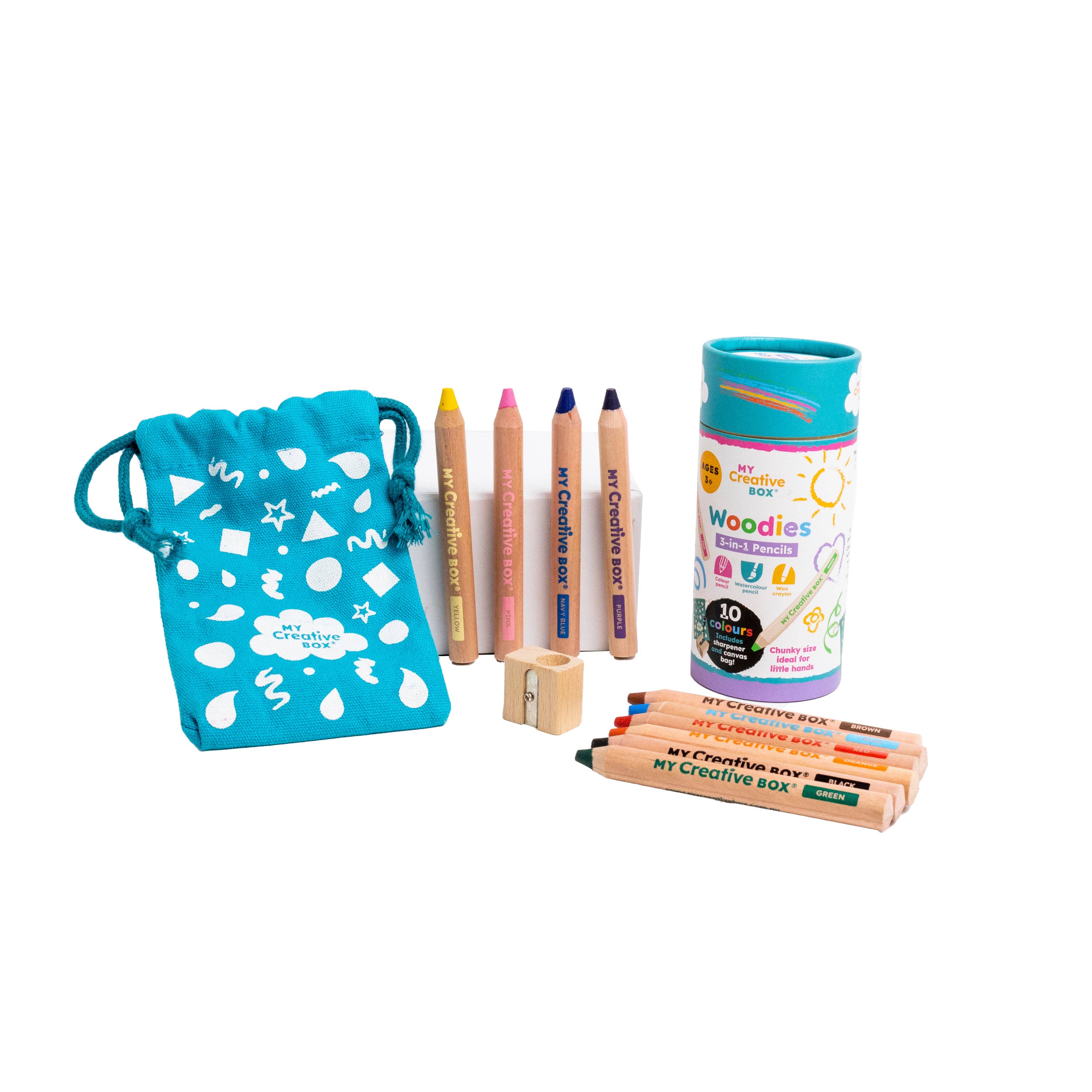 My Creative Box - Woodies 3-in-1 Wooden Pencils | Set of 10