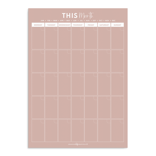 Organising Life Beautifully - Magnet | Calendar - Blush (A3)